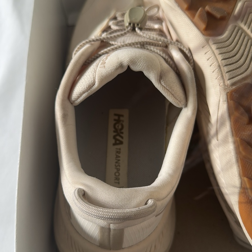 Hoka Transport Off-White and Tan Running Shoes - Picture 4 of 5